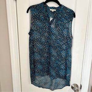 NWT Pleione Teal Sleeveless Blouse with Polka Dots